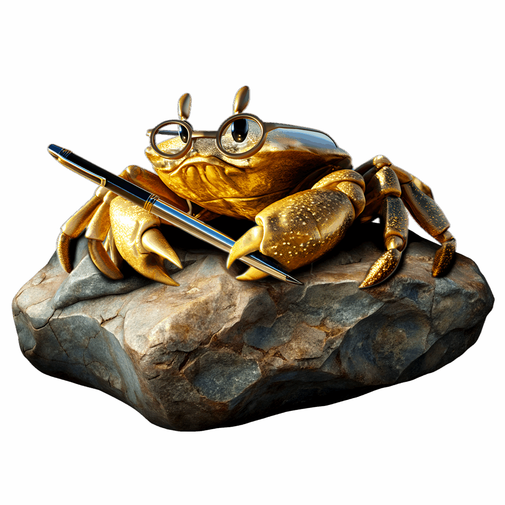 Crocky, le petit crabe à lunettes, la mascotte de l'agence de communication VK Element