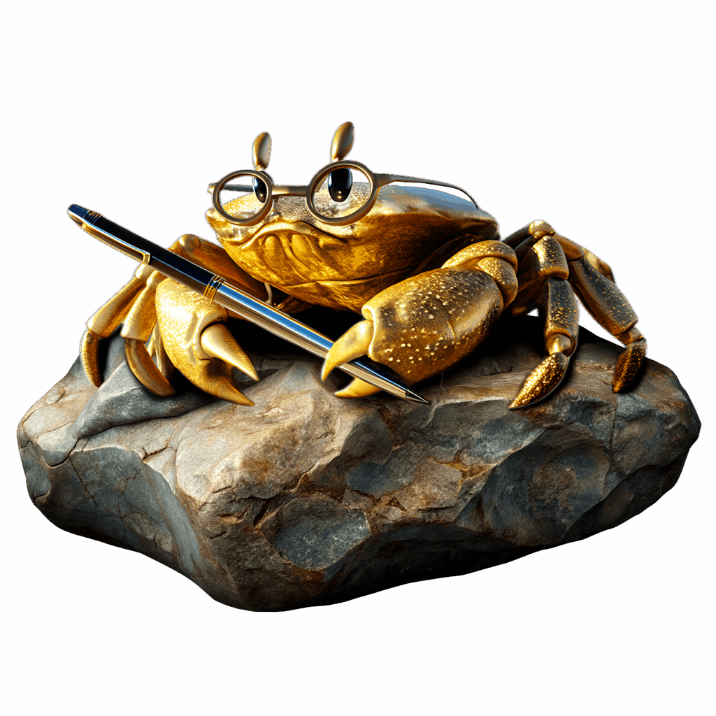 Crocky, le petit crabe à lunettes, la mascotte de l'agence de communication VK Element